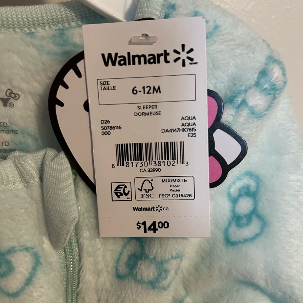 Hello Kitty Aqua Kids Footie Pajamas - Picture 3 of 4